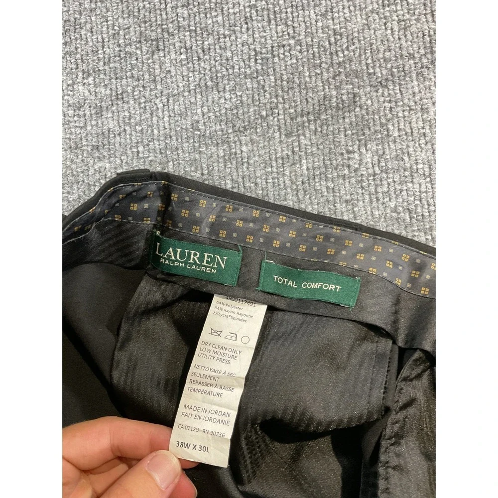 Lauren Ralph Lauren Total Comfort Dress Pants Mens 38x30 Black Stretch Flat Fron